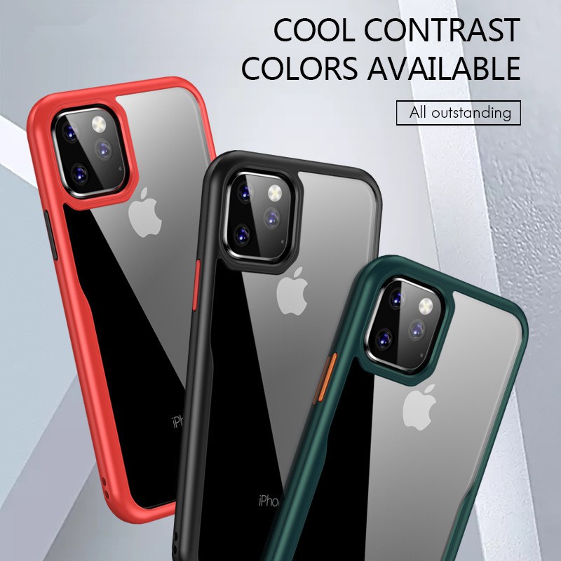 Iphone 11 Case Super Clear Hit Color Button Clear Acrylic Tpu