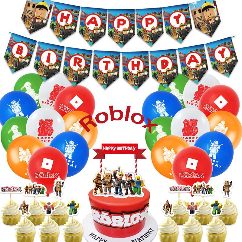 Roblox Birthday Party Supplies Banner Balloons Cake Toppers Cupcake Decor Kit Shopee Philippines - 40 pack roblox birthday wristbands roblox party supplies roblox party favors roblox party roblox