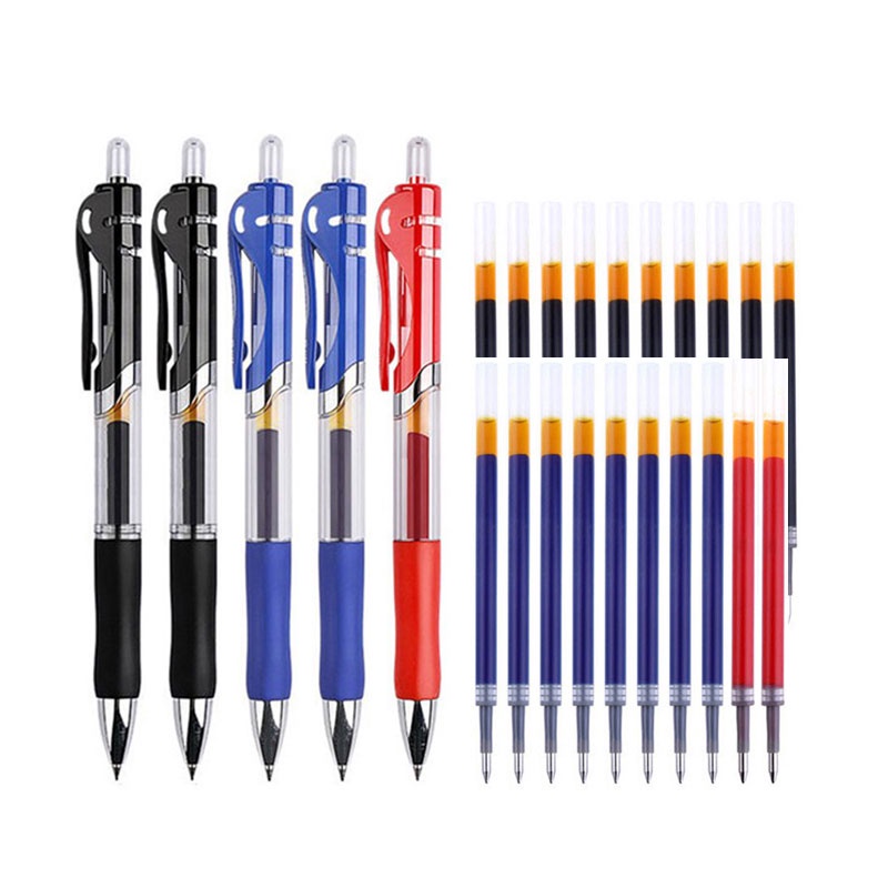 2 Pen+10 Refills gel pen Ballpen set Retractable gel pens, black/red ...