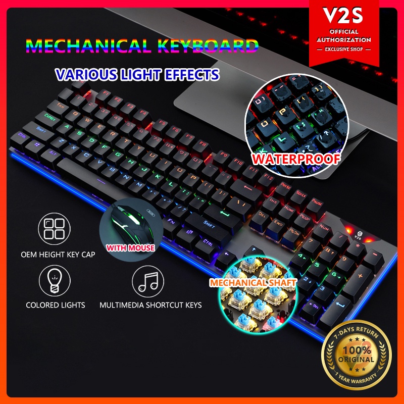 V2S KM300 LED Rainbow RGB Backlight Mechanical Gaming Keyboard and