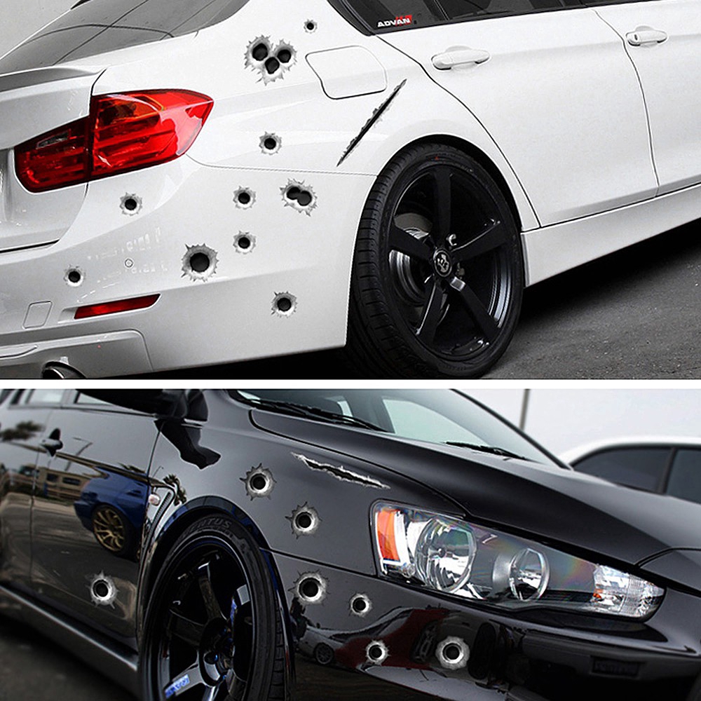 3d Bullet Hole Funny Decals Car Cool Bullet Holes Auto Motorcycle Stickers