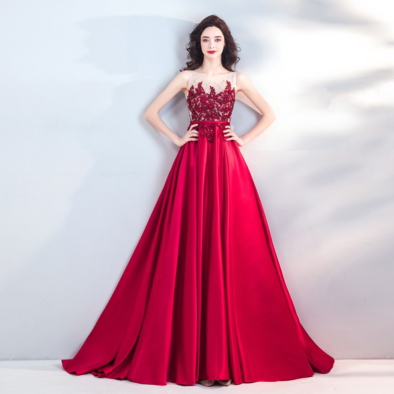 wine red wedding dress