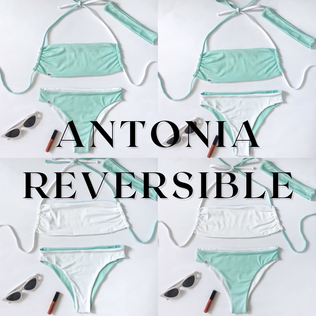 REVERSIBLE ANTONIA Halter Bandeau String Bikini 2 COLORS IN ONE ...