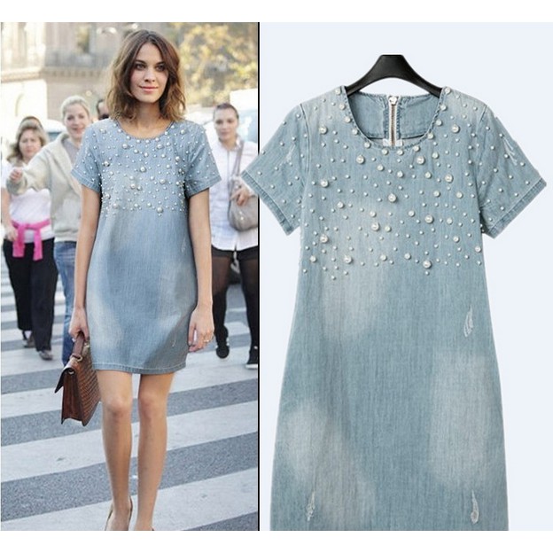 plus size denim mini dress