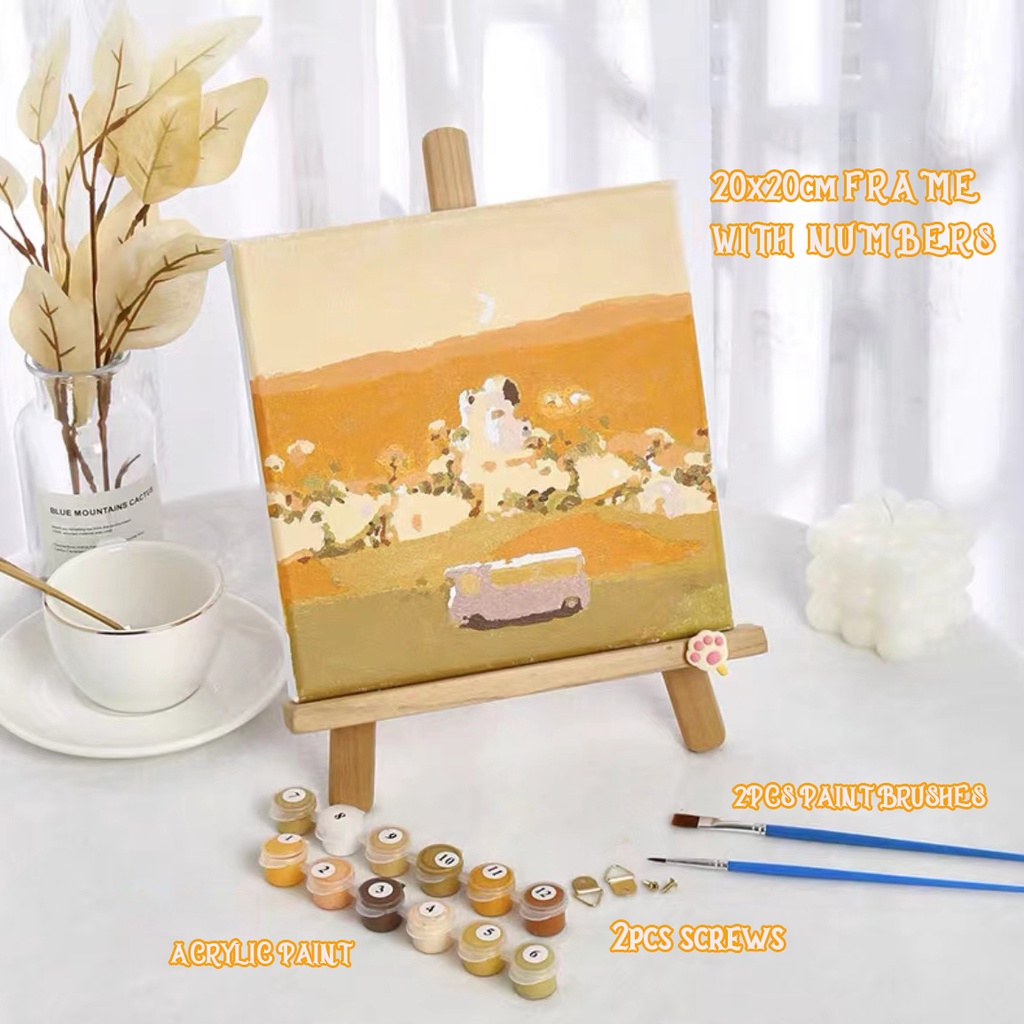 20x20cm Digital Oil Painting Drawing by Numbers DIY Landscape Painting Cute Gift Room Decor