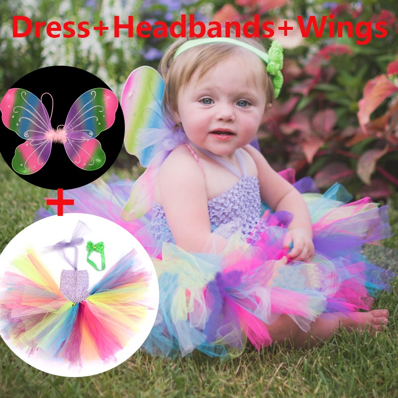 3pcs Baby Girl Angel Wings Costume Butterfly Fairy Wings Ruru Dress