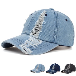 Spring and Autumn Fashion Worn Denim Cap Outdoor Leisure Visor Hat Trend Hole Baseball Caps Hip Hop Sport Hats
