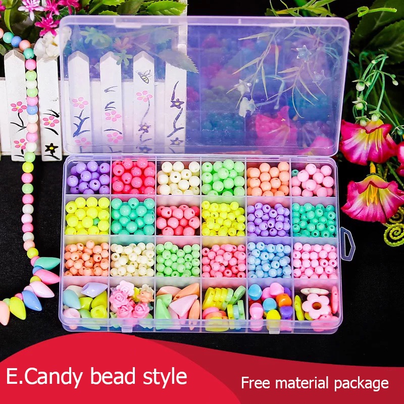 24 grid Beads Set Kids Toy Girls Spacer Beads Bracelet Jewelry Making DIY bracelet kit gift for kids