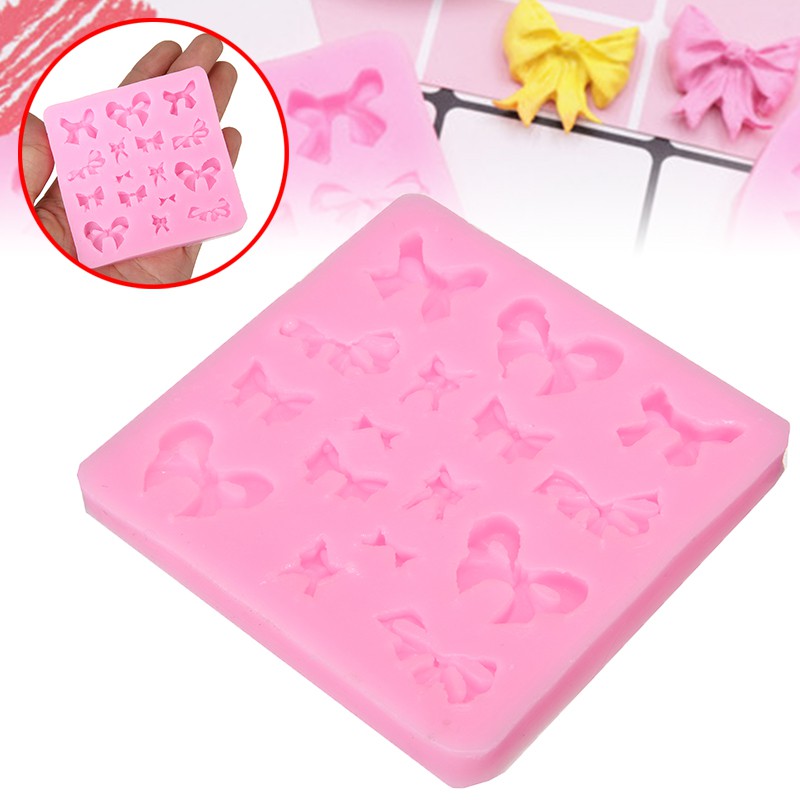 16 IN 1 Bow Ribbon Knot Silicone Mold Fondant Cake Mould Chocolate Sugarcraft 