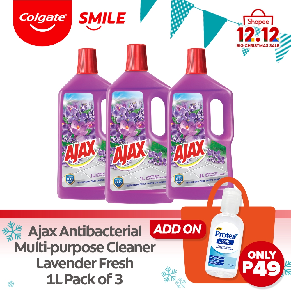 Ajax Antibacterial Multipurpose Cleaner Lavender Fresh 1L Pack of 3