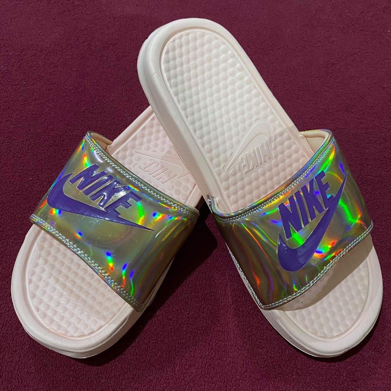 nike slides holographic