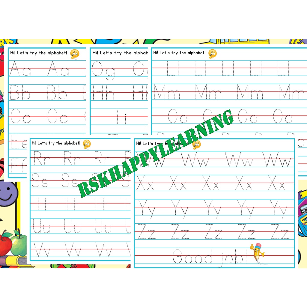 LAMINATED TRACING ALPHABET LETTERS ABC BLOCK SCRIPT (A4 Size