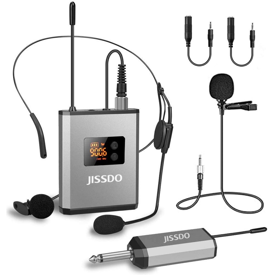 JISSDO Bodypack Wireless Microphone Lavalier Lapel Mic System Tunable