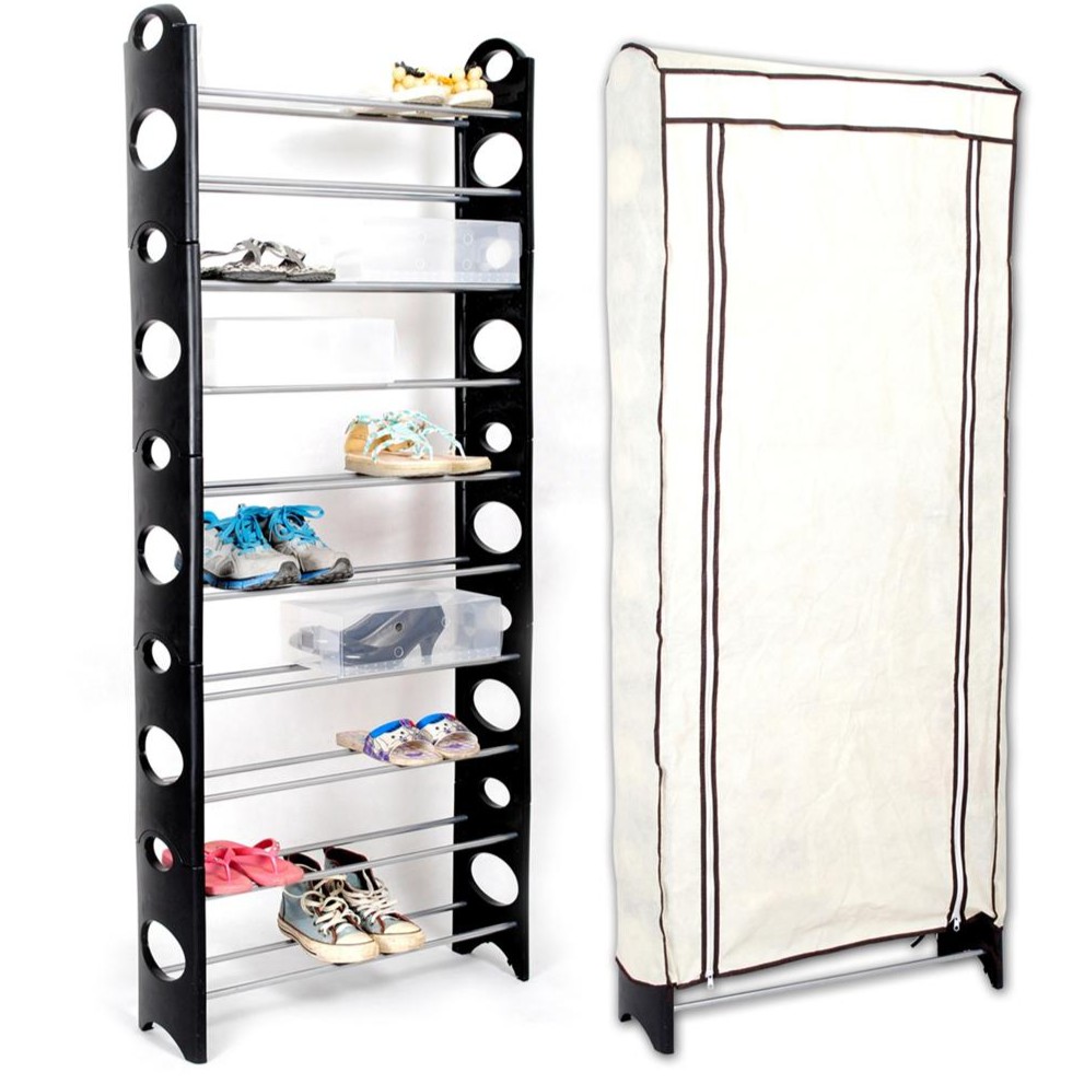 10 Tier Stackable Shoe Rack With Cover White Shopee Philippines