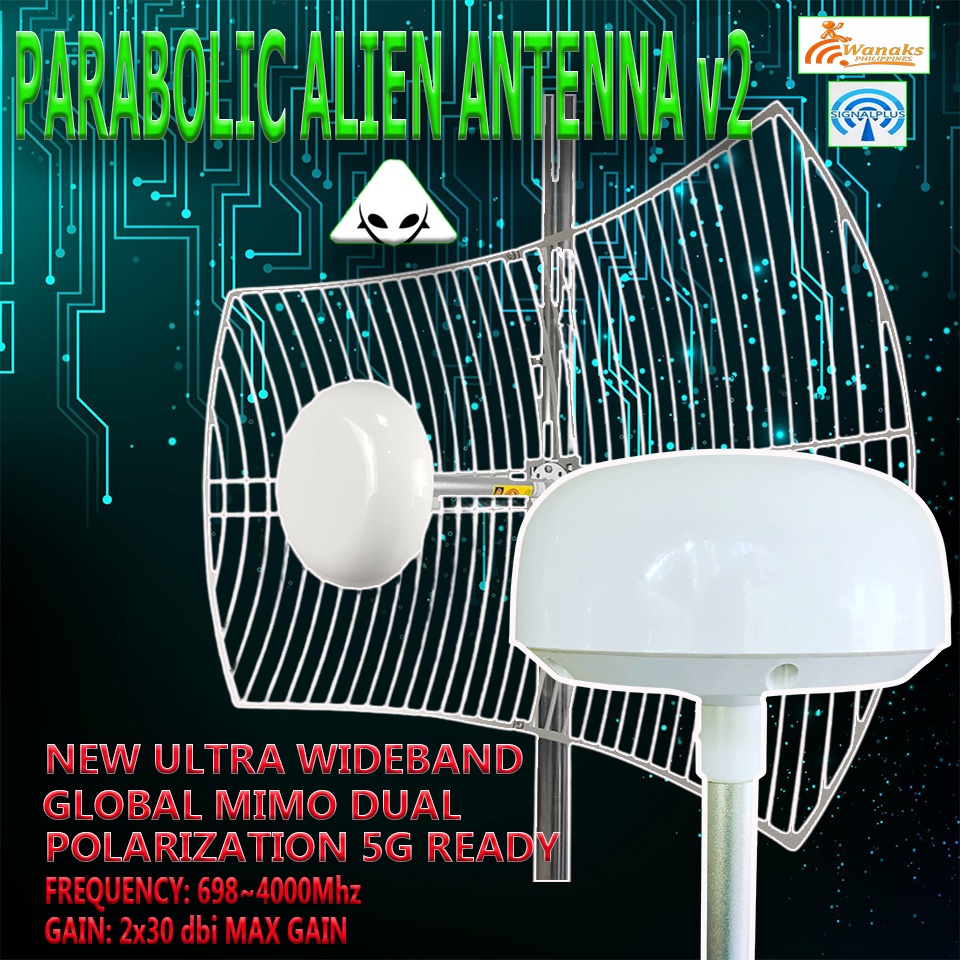 PARABOLIC ALIEN ANTENNA v2 60dbi ORIGINAL WIDEBAND BRANDNEW ALL BANDS