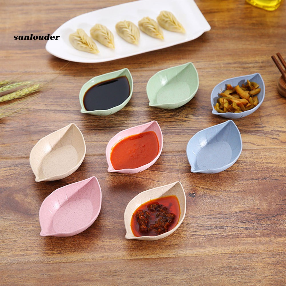 blue Wheat Multipurpose Leaf Shape Seasoning Bowl/Sauce Bowl/Side Dish Plate/Canape Plate size Heart-shaped 