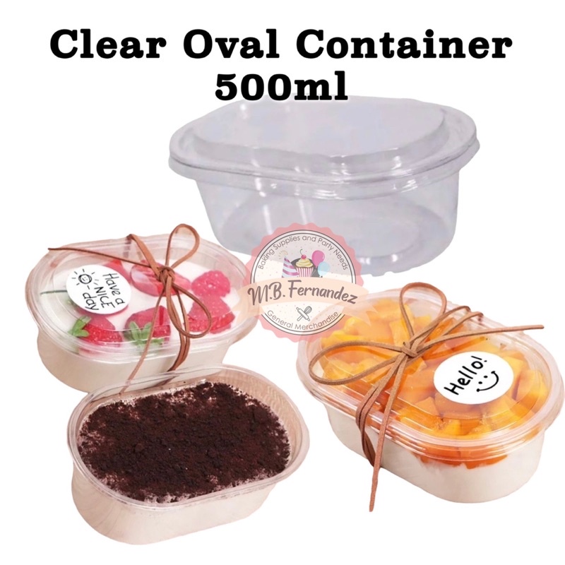 5pcs Clear Oval Plastic Container for Desserts 500ml Shopee Philippines