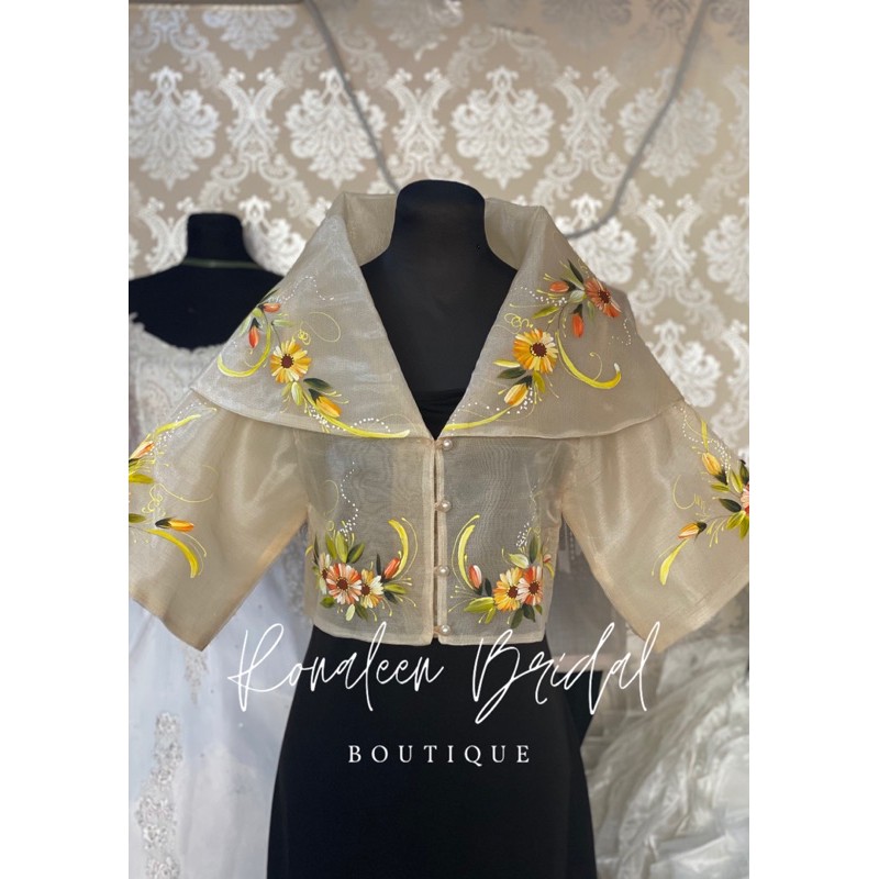 Modern Filipiniana Maria Clara Handpaint Top | Shopee Philippines