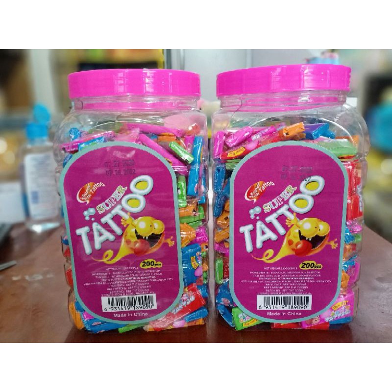 SUPER TATTOO BUBBLE GUM (200PCS INSIDE) | Shopee Philippines