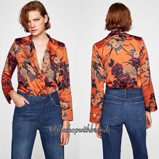 zara orange bodysuit