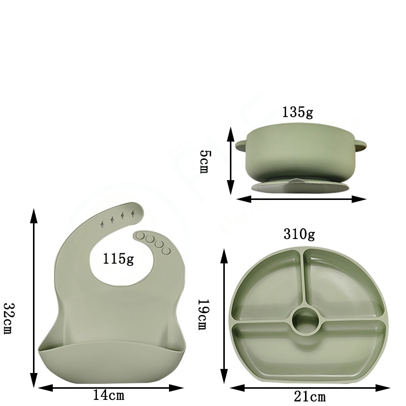 【Local Delivery】 For Baby Kids Toddler 5PCS Silicone Suction Plate With Spoon Fork Bowl BPA Free