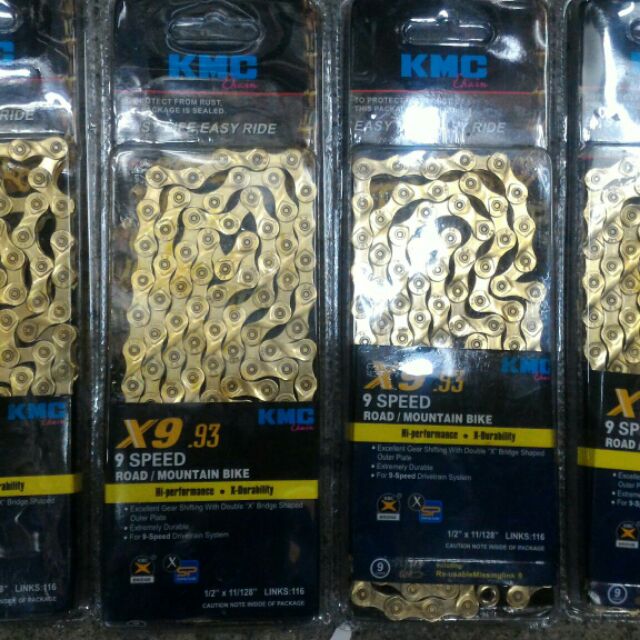 kmc 9 speed chain gold