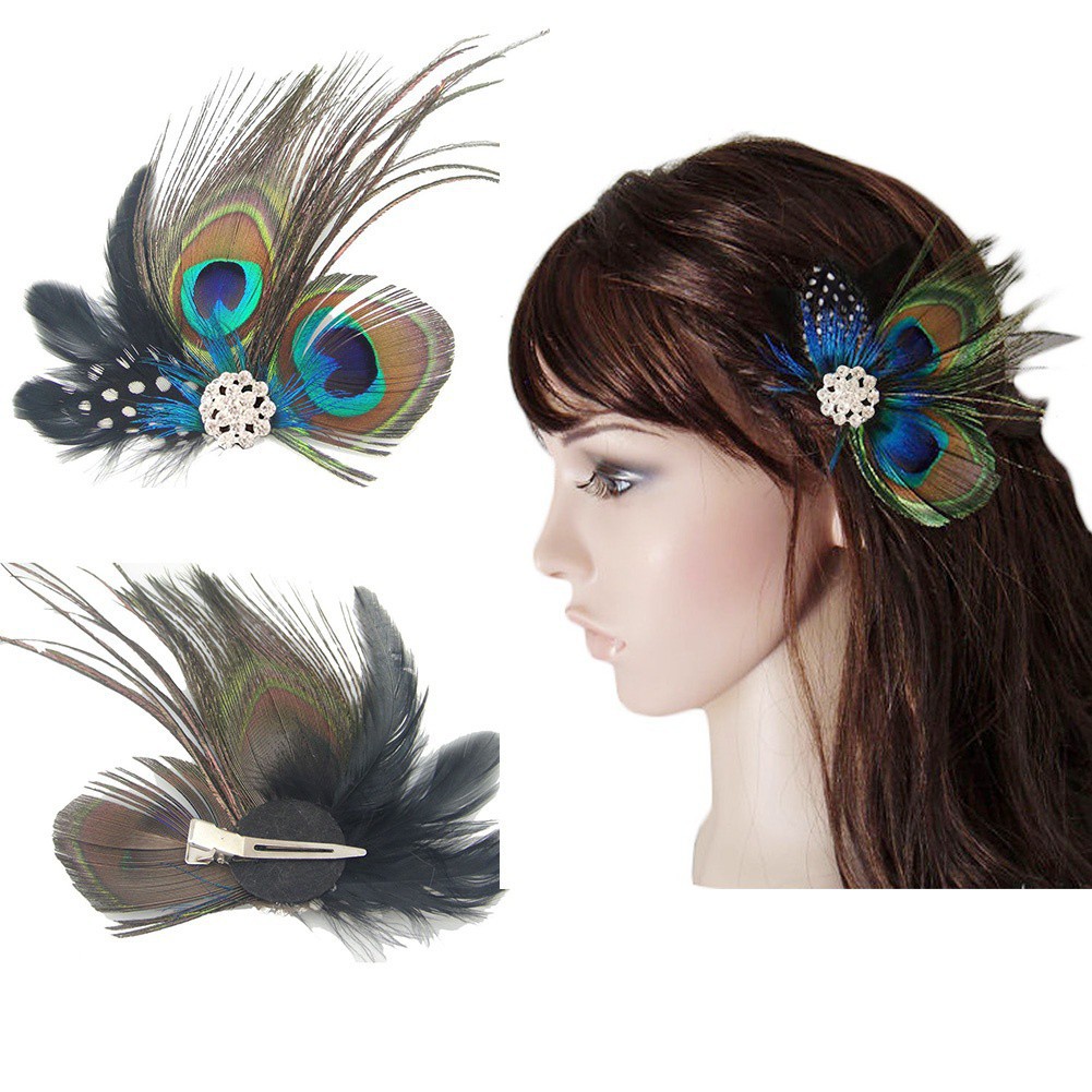 Bluebird Peacock Feather Fascinator Hair Clip Wedding 20 S Gatsby