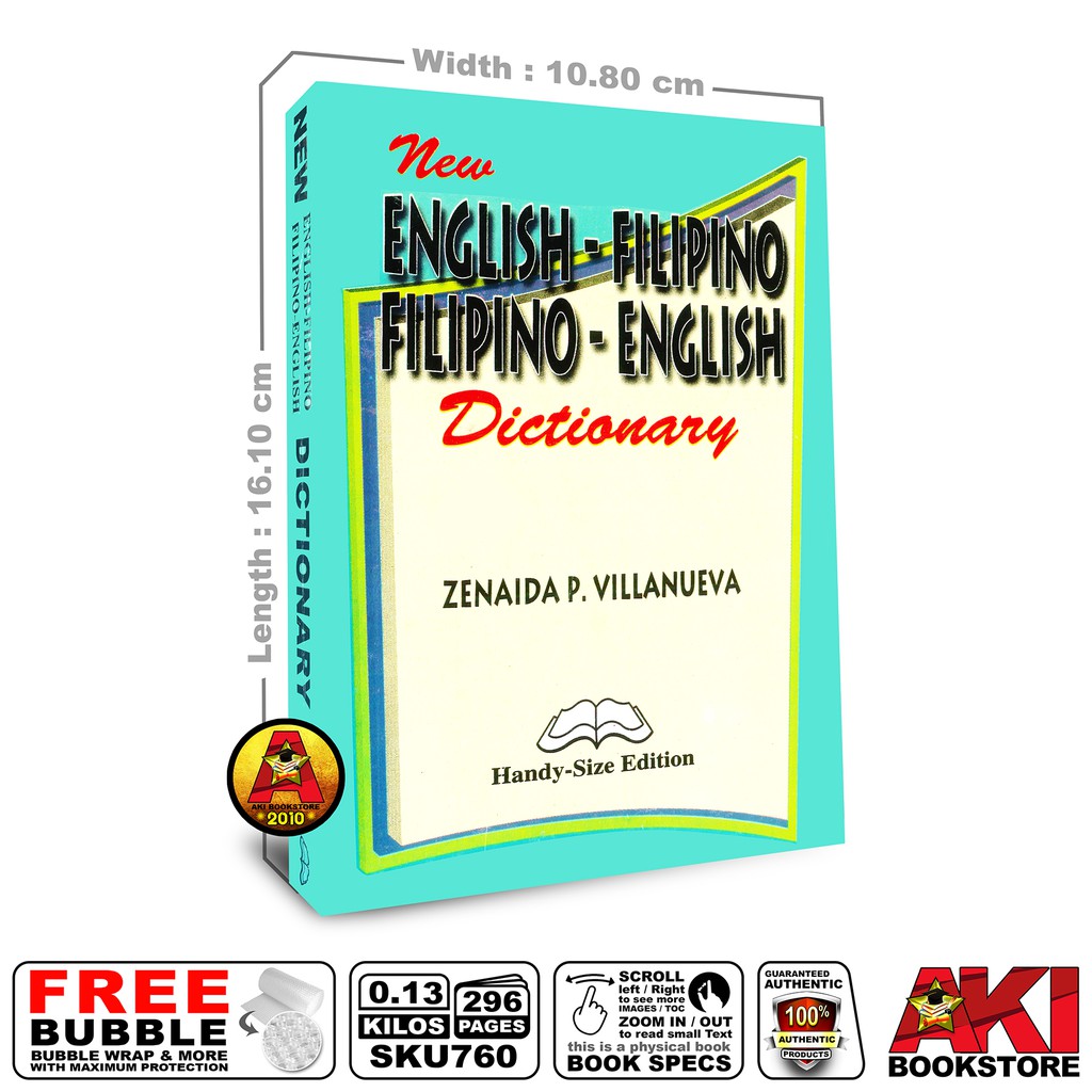 Authentic New English Filipino Filipino English Dictionary © 2006 Zenaida P Villanueva Shopee 