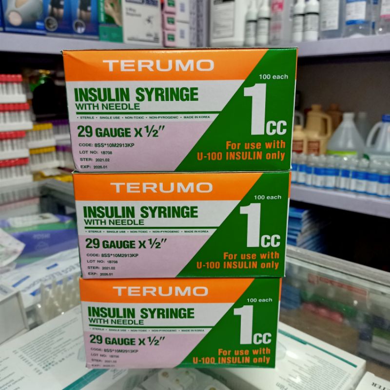 Terumo Insulin Syringe With Needle 29 Gauge X 1 2 1cc 100pcs Shopee Philippines