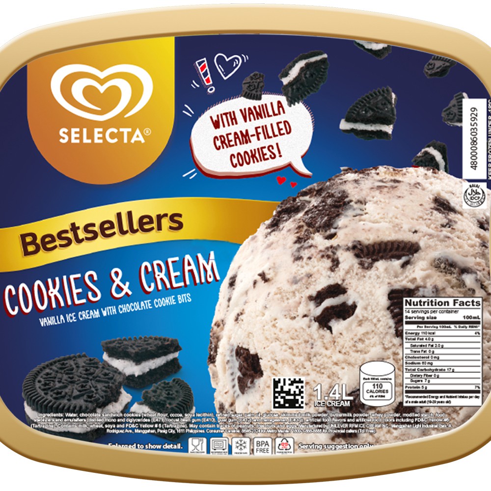 Selecta Cookies And Cream Ice Cream 1 4l Shopee Philippines