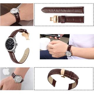 16 18 19 20 21 22mm Genuine Leather Watch Band Calfskin Replacement Strap Stainless Steel Buckle Bracelet Wristband Men Women #9
