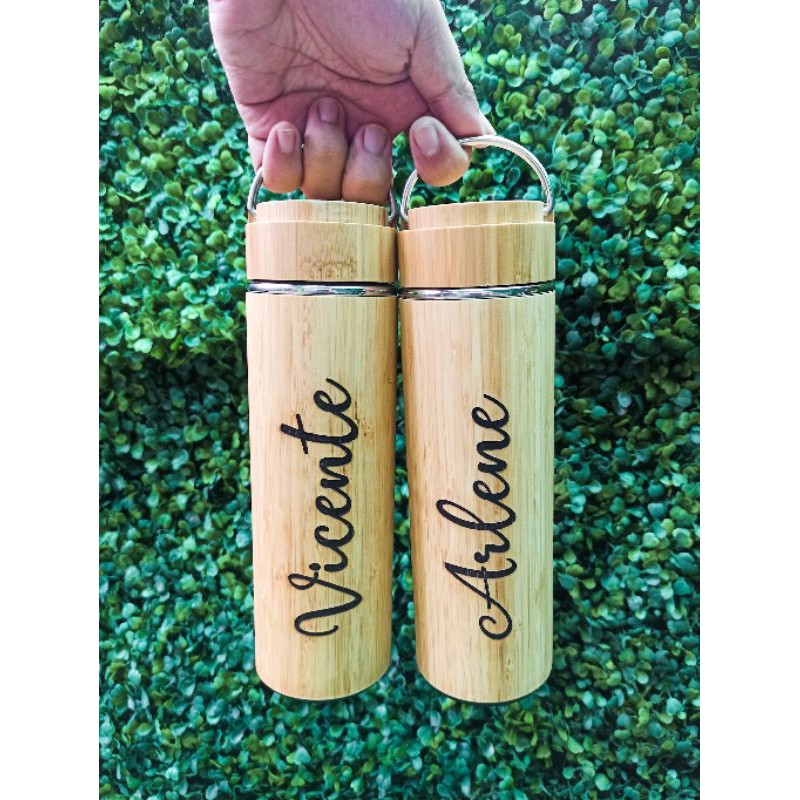 500ml Bamboo Tumbler with Handle (Laser Engraved) | Shopee Philippines