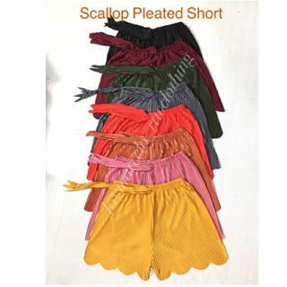 Scallop short  candy color inspired  pleated short pambahay