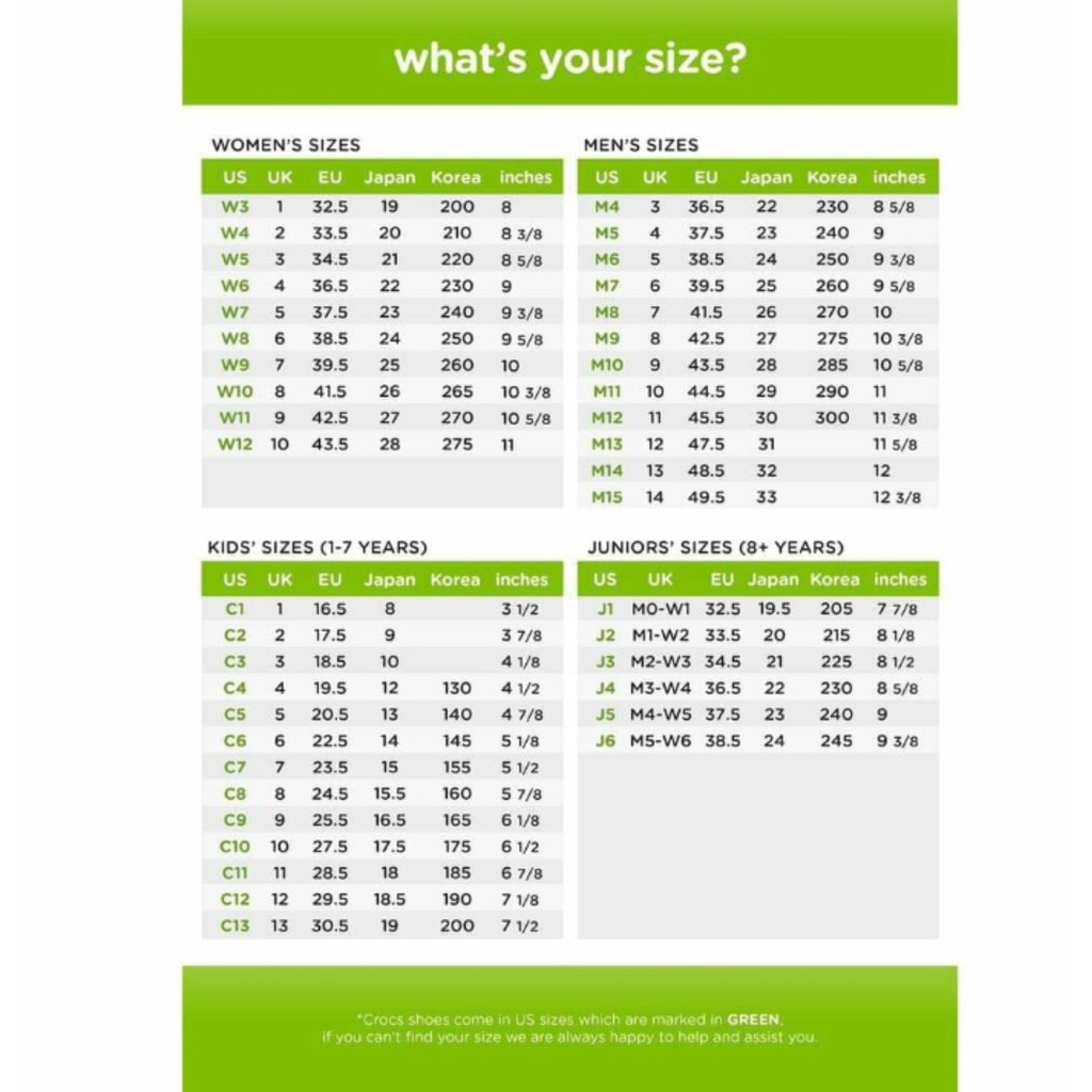 c8 crocs size in cm