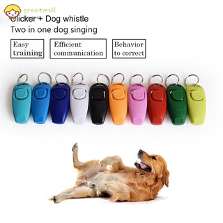 GM Hot Sale!Combo Dog Clicker & Whistle - Training,Pet Trainer Click Puppy With Guide,With Key Ring