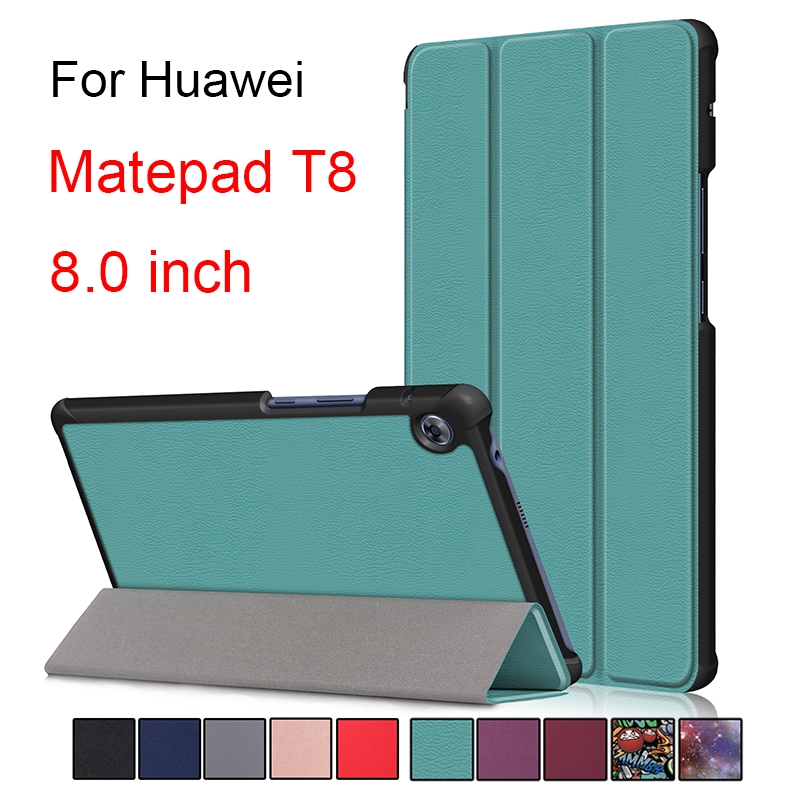 For Huawei Matepad T8 8.0 inch Tablet PU Leather Case Solid Painted
