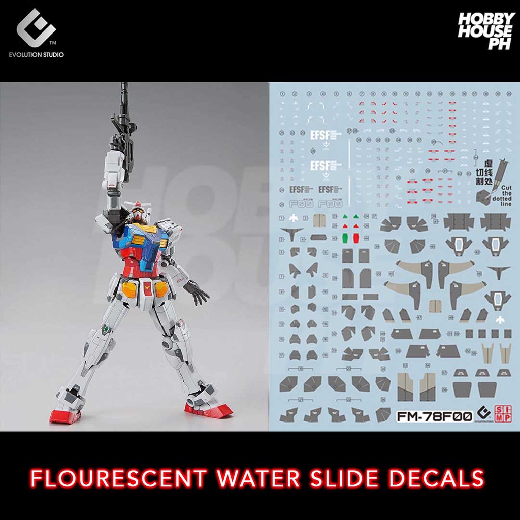 Gundam RX78F00 MG EVO Flourescent Water Slide Decals Shopee Philippines
