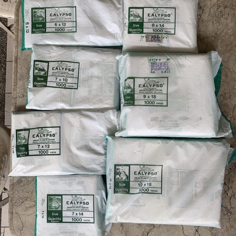 Calypso PE Plastic Clear Big sizes 6x12to12x18 (1000pcs) Shopee