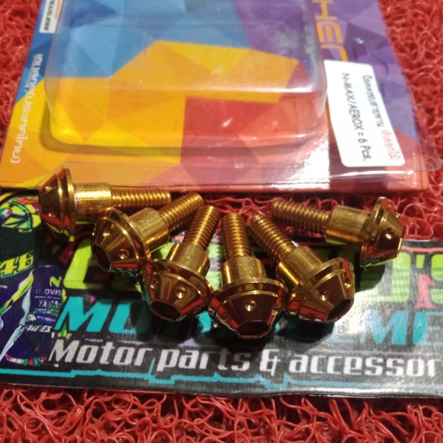 Crankcase gold bolts legit Heng for aerox and nmax cvt Crankcase gold bolts legit Heng for aerox and nmax cvt