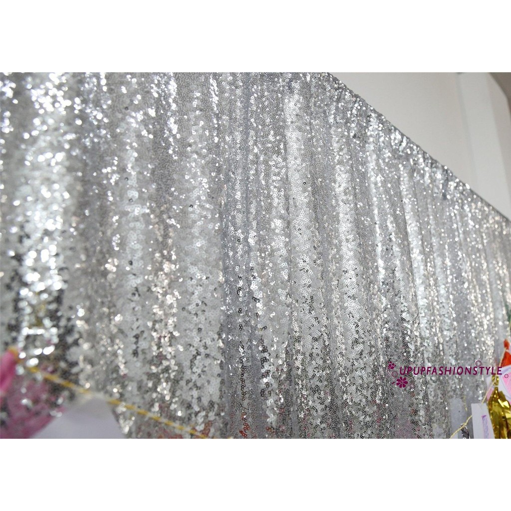 125//200cm Sparkly Sequin Fabric for Backdrop Tablecloth Bow Table Runner Decor