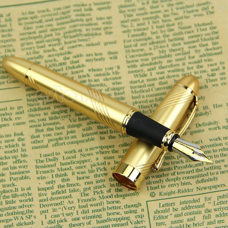 SEL♀ Jinhao X450 Fountain Pens Medium Nib Pen Gold Trim Quality Chic