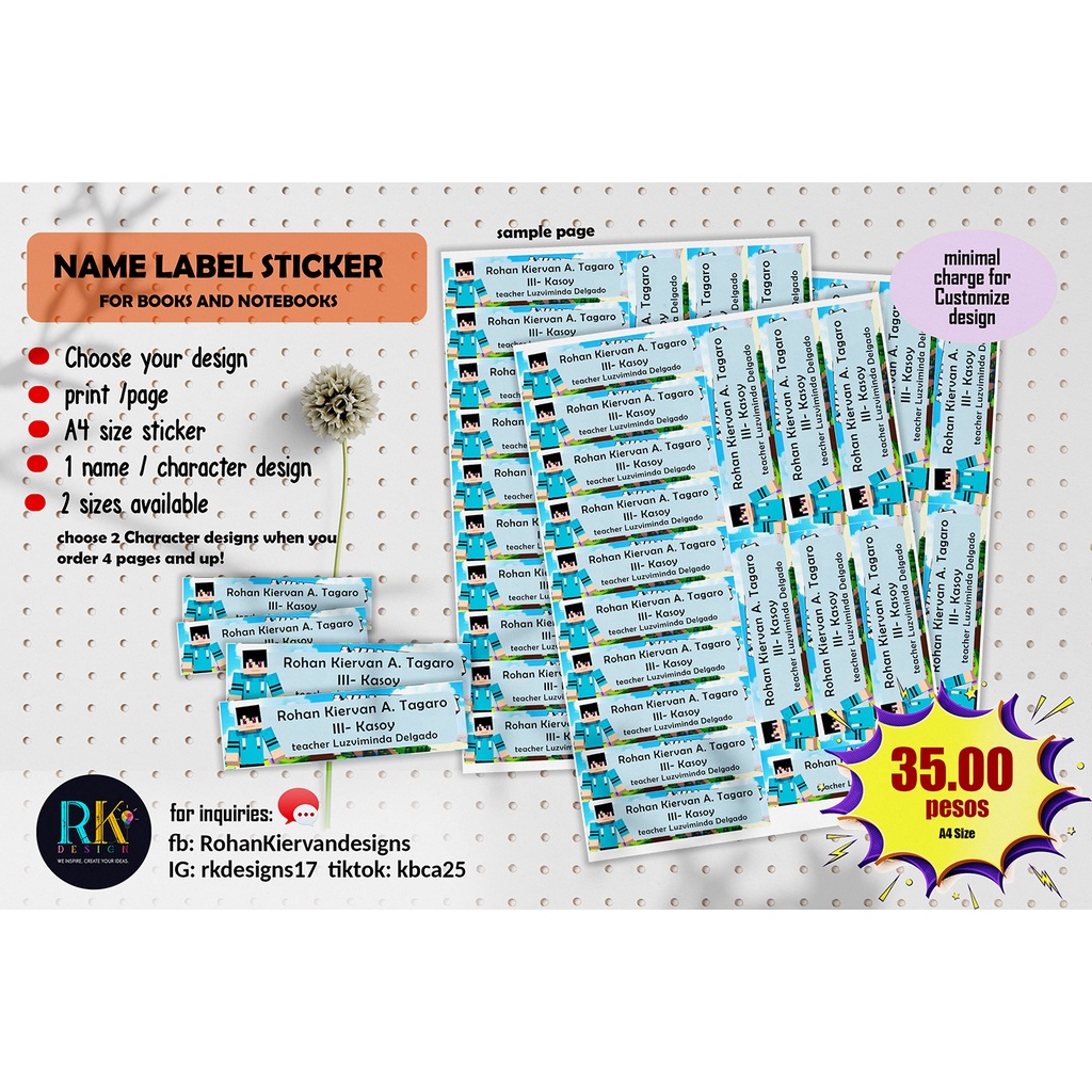 Name Label Sticker subject Label Sheet Shopee Philippines