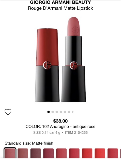 giorgio armani matte lipstick 102