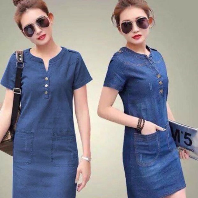 Maong dress with pocket , | Shopee 