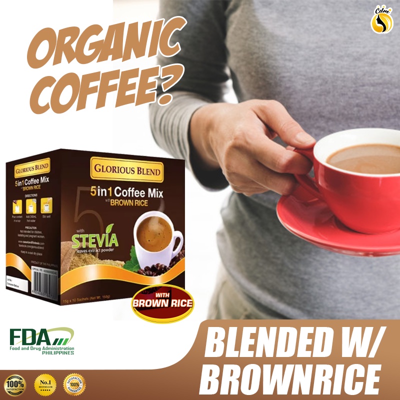 Glorious Blend 5 in 1 Coffee Mix with Brown Rice , No Sugar Added , Non