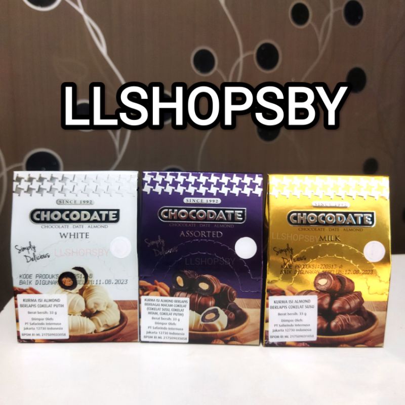 Chocodate 33g chocolate Dates white Mixed milk chocolate date Almonds