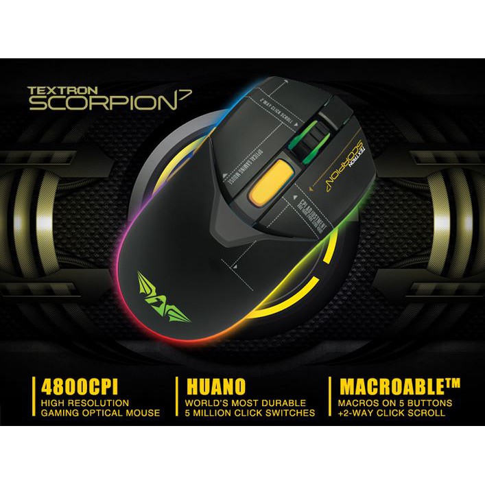 Armaggeddon Textron Scorpion 7 RGB Light with 4800CPI High Resolution Gaming  Mouse | Shopee Philippines