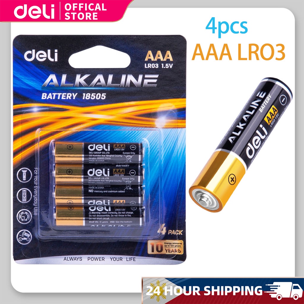 Deli Alkaline Battery AAA For Minifan/Wirelessmicrophone/Radio  E18505/E18501/E18500/E18504 | Shopee Philippines