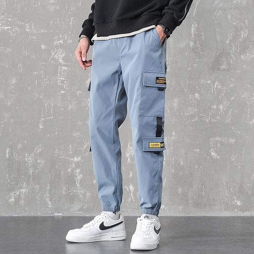 men letter graphic flap pocket cargo pants