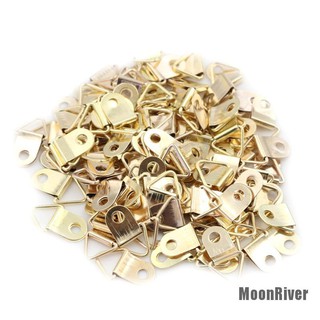FGWB 100pcs Mini Golden Triangle D-Ring Picture Oil Painting Mirror Photo Frame Hook Hanger 10x20mm Furniture Accessories
